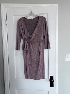 Women's Wrap Maternity Dress in Dusty Mauve